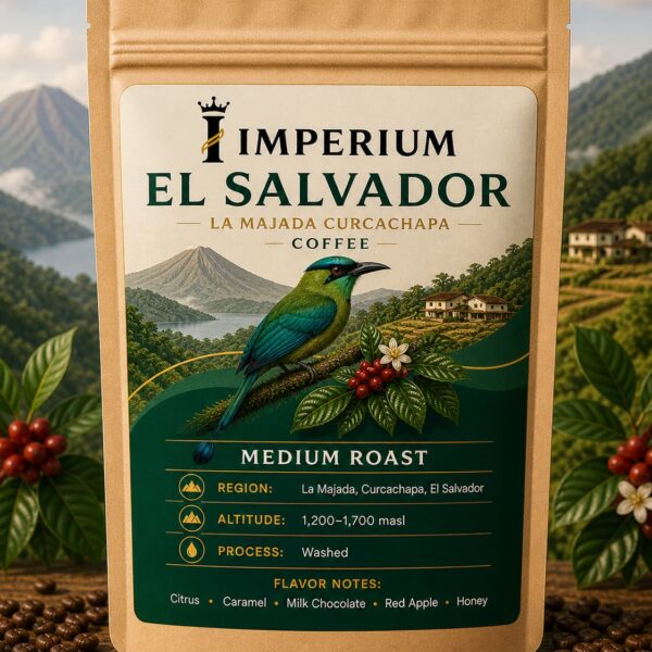El Salvador coffee beans with smooth body and chocolate caramel flavor