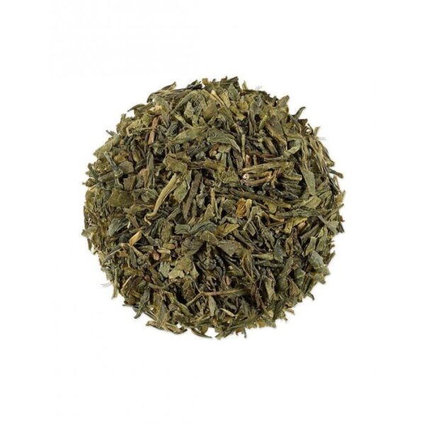 Chinese green tea leaves close-up