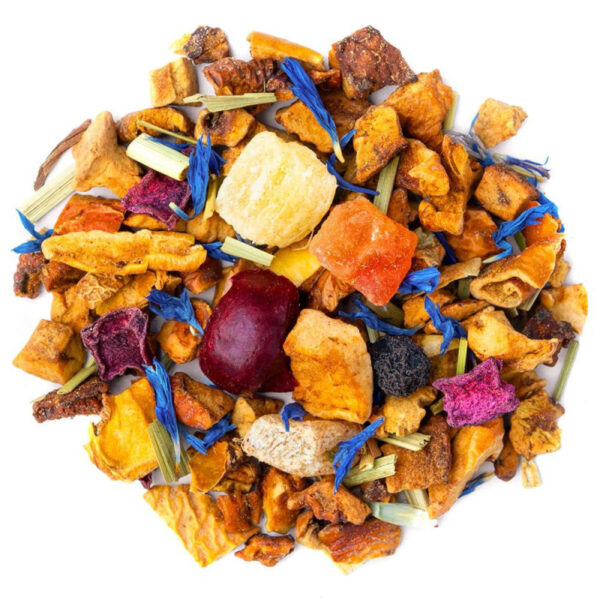 Fruity herbal tea blend with passion fruit and aronia berries