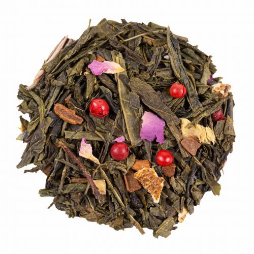 Floral green tea with rose petals and lavender