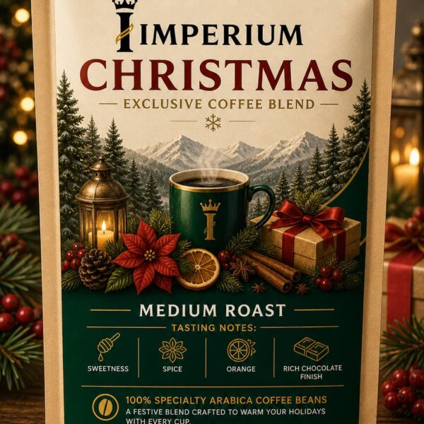 Christmas Blend specialty coffee with chocolate, caramel, fruity, and smooth spiced notes