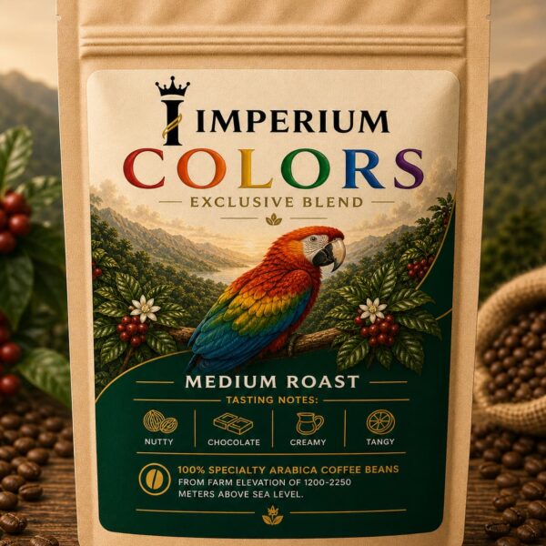 Color Blend specialty coffee beans with creamy, nutty, and chocolate flavor profile