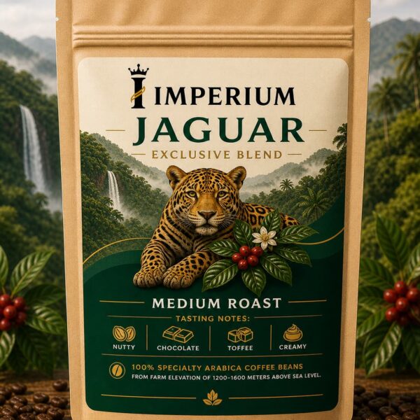 Jaguar Coffee Blend specialty coffee with rich chocolate, nutty, and caramel notes