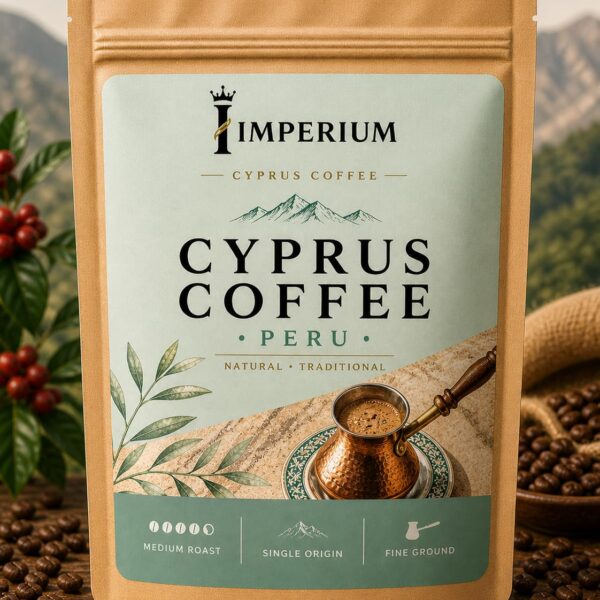 Cyprus coffee made from Peruvian Arabica beans with smooth chocolate and nutty notes