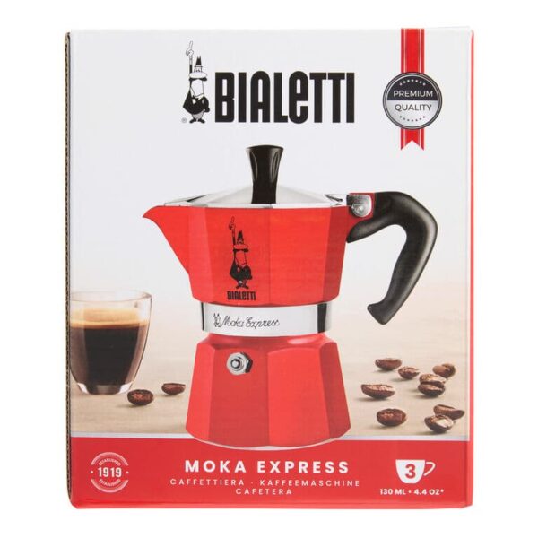 Bialetti Moka Express Red 3 Cups coffee maker with original gift box packaging