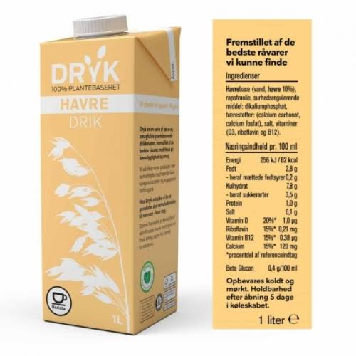 DRYK Oat Barista creamy oat drink for coffee, lattes, cappuccinos, and flat whites.