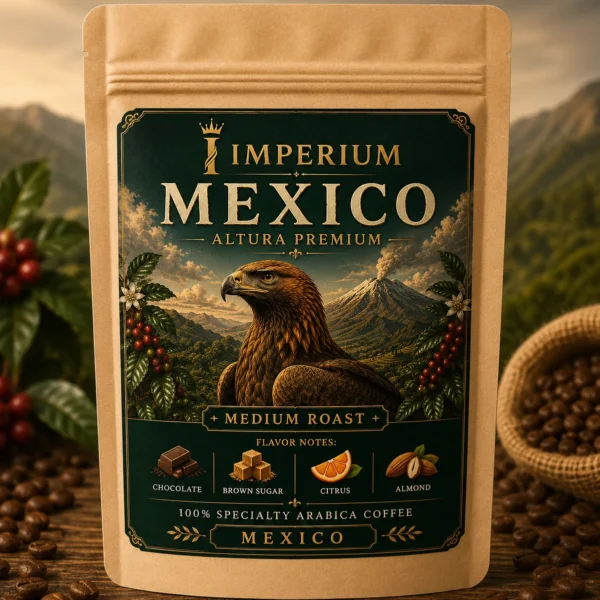 Imperium Mexico Altura Premium specialty Arabica coffee in kraft stand-up pouch